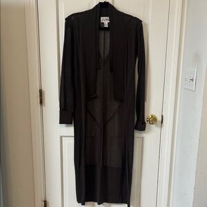 Joseph Ribkoff Brown Open Knit Long Cardigan